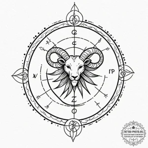 Tattoo sketch a zodiac glyph with a light, ai... - эскиз тату (№1753508878_0, 26.07.2025 05:47) — tattoo-photo.ru