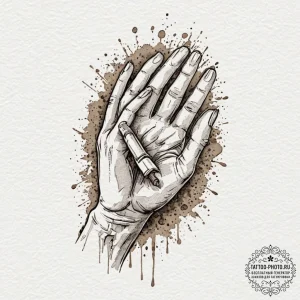 Tattoo design a minimalist tattoo of hands cl... - эскиз тату (№1753516845_0, 26.07.2025 08:00) — tattoo-photo.ru