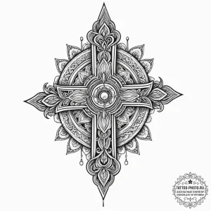 Target, tattoo sketch design, detailed cross-... - эскиз тату (№1753518038_0, 26.07.2025 08:20) — tattoo-photo.ru