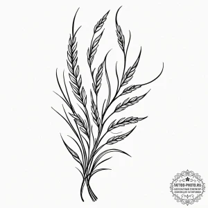 Tattoo sketch a simple, elegant wheat stalk,... - эскиз тату (№1753518236_0, 26.07.2025 08:23) — tattoo-photo.ru