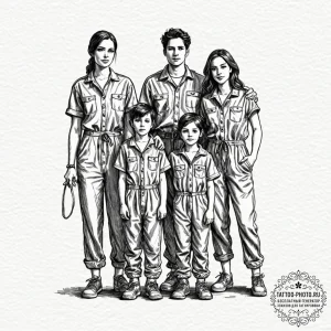 A sketch of the tethered family from us, with... - эскиз тату (№1753518849_0, 26.07.2025 08:34) — tattoo-photo.ru