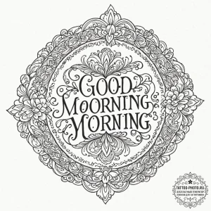 A linework tattoo of the "good morning, and i... - эскиз тату (№1753519237_0, 26.07.2025 08:40) — tattoo-photo.ru