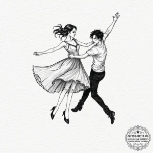 A watercolor tattoo of the iconic "goth dance... - эскиз тату (№1753519430_0, 26.07.2025 08:43) — tattoo-photo.ru