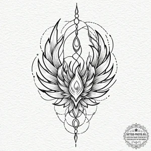 Tattoo design a phoenix feather, where the qu... - эскиз тату (№1753520826_0, 26.07.2025 09:07) — tattoo-photo.ru