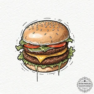 A linework tattoo of the hamburger phone from... - эскиз тату (№1753522031_0, 26.07.2025 09:27) — tattoo-photo.ru