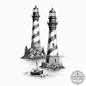 Tattoo sketch a lighthouse beam connecting tw... - эскиз тату (№1753523205_0, 26.07.2025 09:46) — tattoo-photo.ru