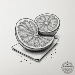 Tattoo design 'lemon slice' on one, 'tea bag'... - эскиз тату (№1753523808_0, 26.07.2025 09:56) — tattoo-photo.ru