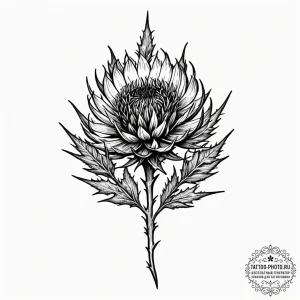 Tattoo design a thistle, prickly and resilien... - эскиз тату (№1753524788_0, 26.07.2025 10:13) — tattoo-photo.ru