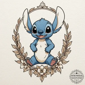 A sketch of stitch from lilo & stitch, being... - эскиз тату (№1753525174_0, 26.07.2025 10:19) — tattoo-photo.ru