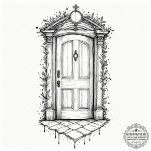 Tattoo sketch a single, open door with light... - эскиз тату (№1753526135_0, 26.07.2025 10:35) — tattoo-photo.ru