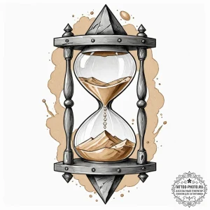 Tattoo design a simple hourglass with sand fl... - эскиз тату (№1753527138_0, 26.07.2025 10:52) — tattoo-photo.ru