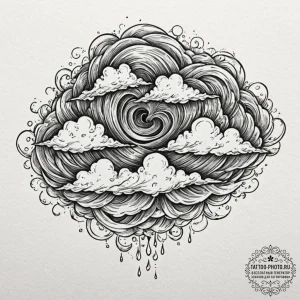 Tattoo sketch a powerful, swirling cloud form... - эскиз тату (№1753527740_0, 26.07.2025 11:02) — tattoo-photo.ru