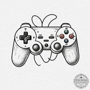 Tattoo design a game controller with a subtle... - эскиз тату (№1753528516_0, 26.07.2025 11:15) — tattoo-photo.ru