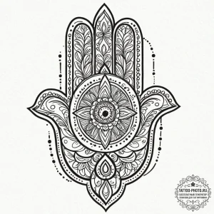 Hamsa, tattoo flash sheet design, sepia tone... - эскиз тату (№1753528911_0, 26.07.2025 11:21) — tattoo-photo.ru