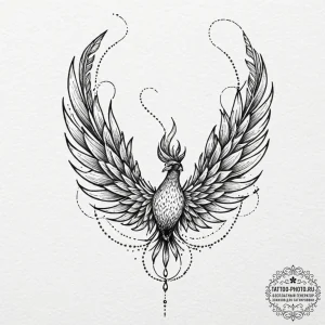 Tattoo design a phoenix feather burning at bo... - эскиз тату (№1753529705_0, 26.07.2025 11:35) — tattoo-photo.ru