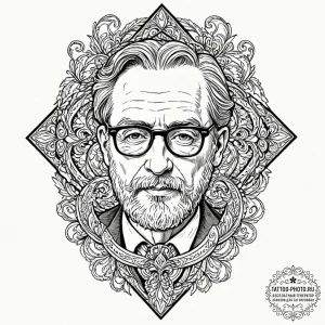 A sketch of the professor, adjusting his glas... - эскиз тату (№1753555261_0, 26.07.2025 18:41) — tattoo-photo.ru