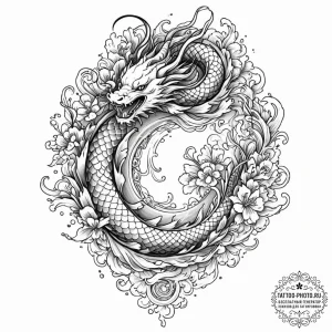 Tattoo design a zodiac animal emerging from o... - эскиз тату (№1753555655_0, 26.07.2025 18:47) — tattoo-photo.ru