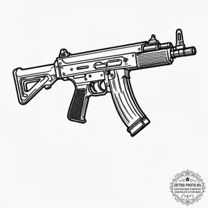 A sketch of a thompson submachine gun, the we... - эскиз тату (№1753557260_0, 26.07.2025 19:14) — tattoo-photo.ru