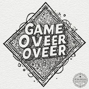Tattoo sketch a "game over" message made of f... - эскиз тату (№1753557646_0, 26.07.2025 19:20) — tattoo-photo.ru