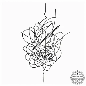 A sewing needle and thread, tattoo drawing ou... - эскиз тату (№1753558442_0, 26.07.2025 19:34) — tattoo-photo.ru