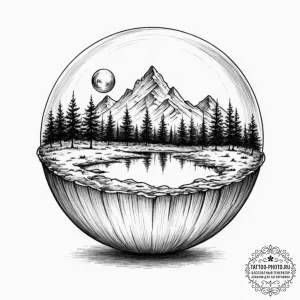 Tattoo design a crystal ball reflecting a mys... - эскиз тату (№1753558640_0, 26.07.2025 19:37) — tattoo-photo.ru