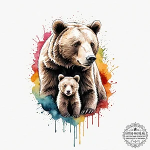 Tattoo design a mother bear and her cub(s) fo... - эскиз тату (№1753561899_0, 26.07.2025 20:31) — tattoo-photo.ru