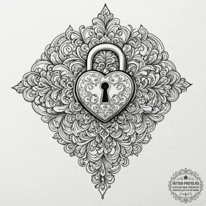 Tattoo sketch a 'lock' emoji on one, a 'key'... - эскиз тату (№1753563489_0, 26.07.2025 20:58) — tattoo-photo.ru