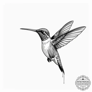 Tattoo design a subtle hummingbird, its wings... - эскиз тату (№1753564700_0, 26.07.2025 21:18) — tattoo-photo.ru