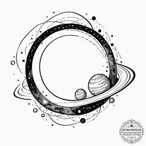 Tattoo sketch a beautiful, swirling gas giant... - эскиз тату (№1753565721_0, 26.07.2025 21:35) — tattoo-photo.ru