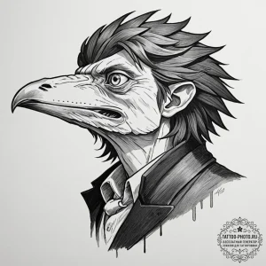 A neo-traditional portrait of howl from howl'... - эскиз тату (№1753565930_0, 26.07.2025 21:38) — tattoo-photo.ru