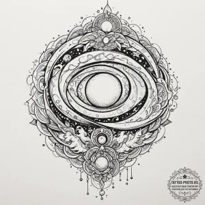 Tattoo sketch an abstract cosmic storm, conta... - эскиз тату (№1753567726_0, 26.07.2025 22:08) — tattoo-photo.ru