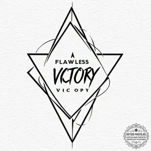 Tattoo design a "flawless victory" text shatt... - эскиз тату (№1753568146_0, 26.07.2025 22:15) — tattoo-photo.ru