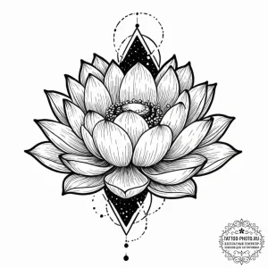 Tattoo sketch a lotus flower with a soundwave... - эскиз тату (№1753568758_0, 26.07.2025 22:25) — tattoo-photo.ru