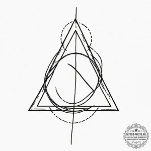 A beautiful linework tattoo of the deathly ha... - эскиз тату (№1753569177_0, 26.07.2025 22:32) — tattoo-photo.ru