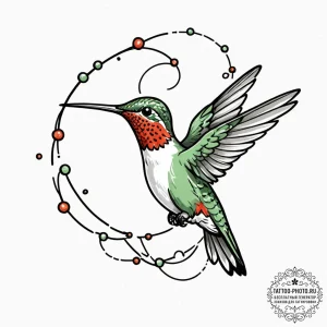 Hummingbird, artistic tattoo sketch, on a cle... - эскиз тату (№1753569969_0, 26.07.2025 22:46) — tattoo-photo.ru