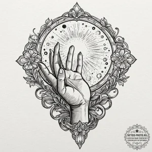 Tattoo design a delicate hand reaching out to... - эскиз тату (№1753571199_0, 26.07.2025 23:06) — tattoo-photo.ru