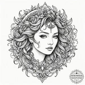 Tattoo sketch gemini faces, one in linework,... - эскиз тату (№1753574999_0, 27.07.2025 00:09) — tattoo-photo.ru