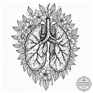 Tattoo sketch a human lung, one side healthy... - эскиз тату (№1753575601_0, 27.07.2025 00:20) — tattoo-photo.ru