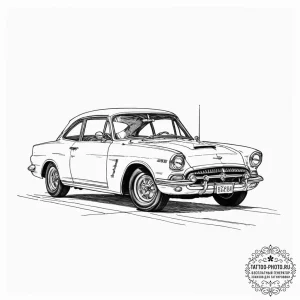 A sketch of the "chickie run" car scene,, tat... - эскиз тату (№1753575804_0, 27.07.2025 00:23) — tattoo-photo.ru