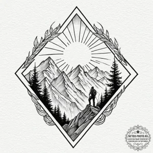 Tattoo sketch a mountain climber reaching a s... - эскиз тату (№1753576009_0, 27.07.2025 00:26) — tattoo-photo.ru