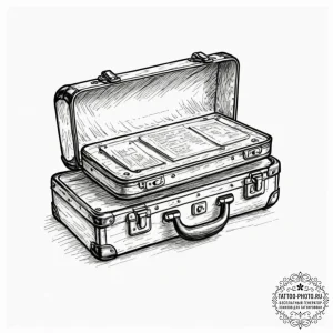 Tattoo sketch a tiny suitcase on one, a trave... - эскиз тату (№1753577215_0, 27.07.2025 00:46) — tattoo-photo.ru