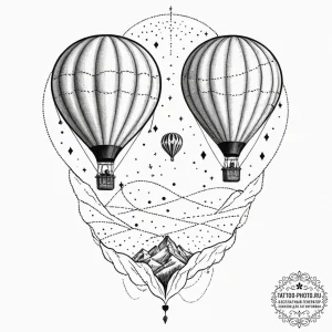 Tattoo sketch two halves of a hot air balloon... - эскиз тату (№1753577423_0, 27.07.2025 00:50) — tattoo-photo.ru