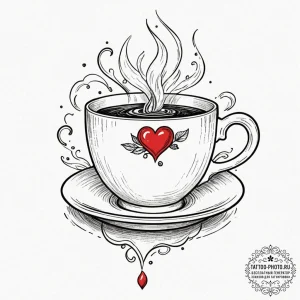 Tattoo sketch a delicate teacup with a steami... - эскиз тату (№1753580436_0, 27.07.2025 01:40) — tattoo-photo.ru