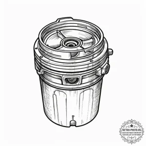 Piston, concept art for tattoo, black outline... - эскиз тату (№1753583717_0, 27.07.2025 02:35) — tattoo-photo.ru