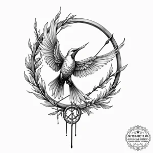 Mockingjay, concept art for tattoo, on a clea... - эскиз тату (№1753583926_0, 27.07.2025 02:38) — tattoo-photo.ru