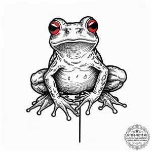 Frog, tattoo sketch design, fine lines, delic... - эскиз тату (№1753584323_0, 27.07.2025 02:45) — tattoo-photo.ru