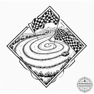 Tattoo sketch a stylized race track with a ch... - эскиз тату (№1753585334_0, 27.07.2025 03:02) — tattoo-photo.ru