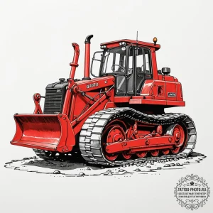 A bulldozer at a construction site., tattoo f... - эскиз тату (№1753585534_0, 27.07.2025 03:05) — tattoo-photo.ru