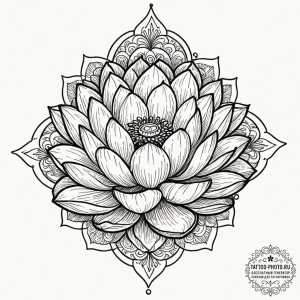 Tattoo design a lotus flower as a mandala, wi... - эскиз тату (№1753586573_0, 27.07.2025 03:22) — tattoo-photo.ru