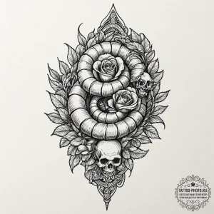 A sandworm from dune, ink illustration for ta... - эскиз тату (№1753588832_0, 27.07.2025 04:00) — tattoo-photo.ru